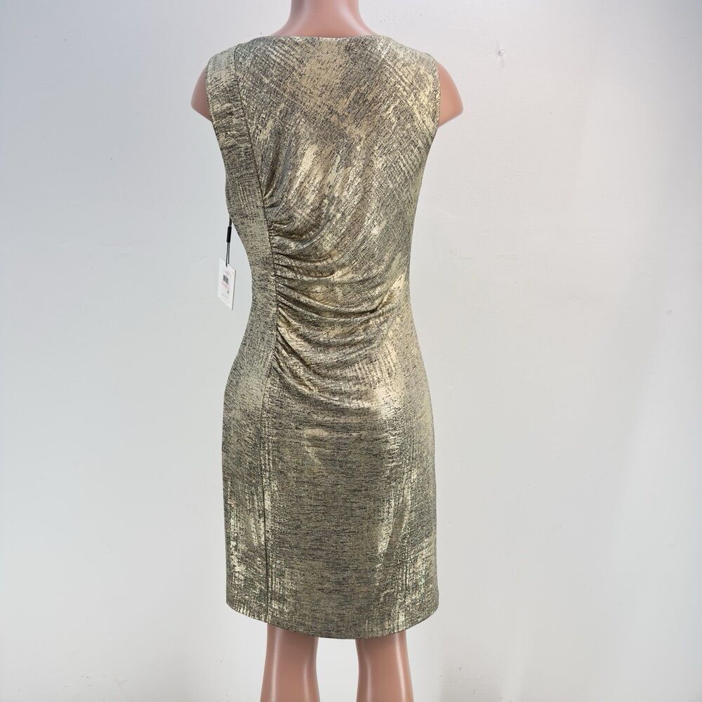 NWT Calvin Klein Women Size 10 Metallic Gold Round Neck Sleeveless - Picture 5 of 17